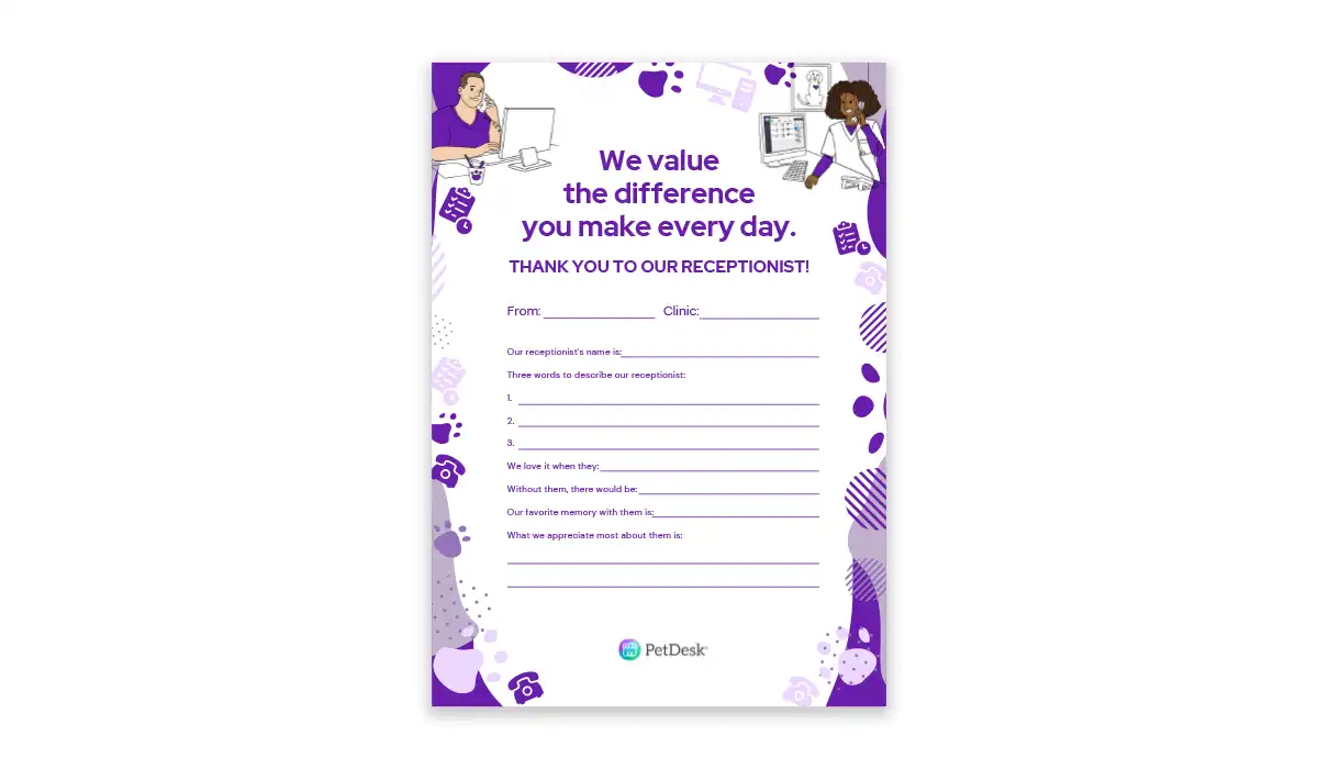 Veterinary Receptionist Kudos Cards|Veterinary technician week kudo cards|Time Saving Veterinary Checklists