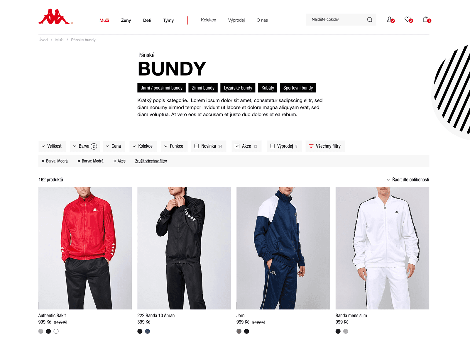 Screenshot of Kappa wear e-shop