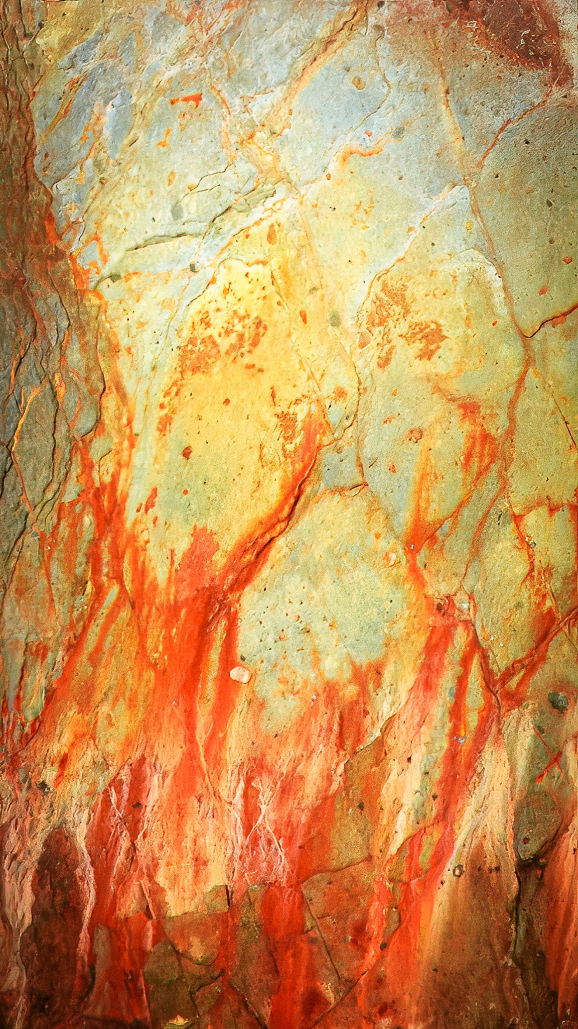 mineral stains on cliffside