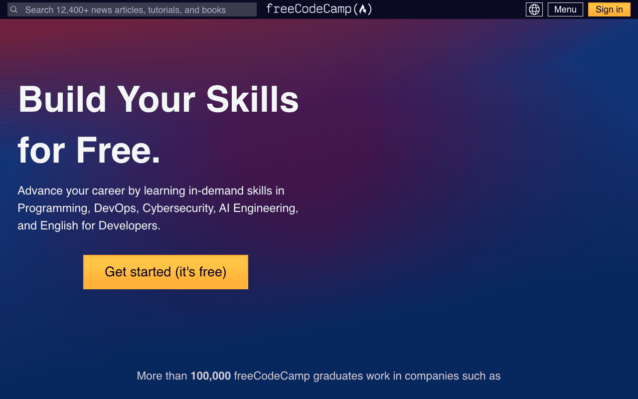 freeCodeCamp екранна снимка