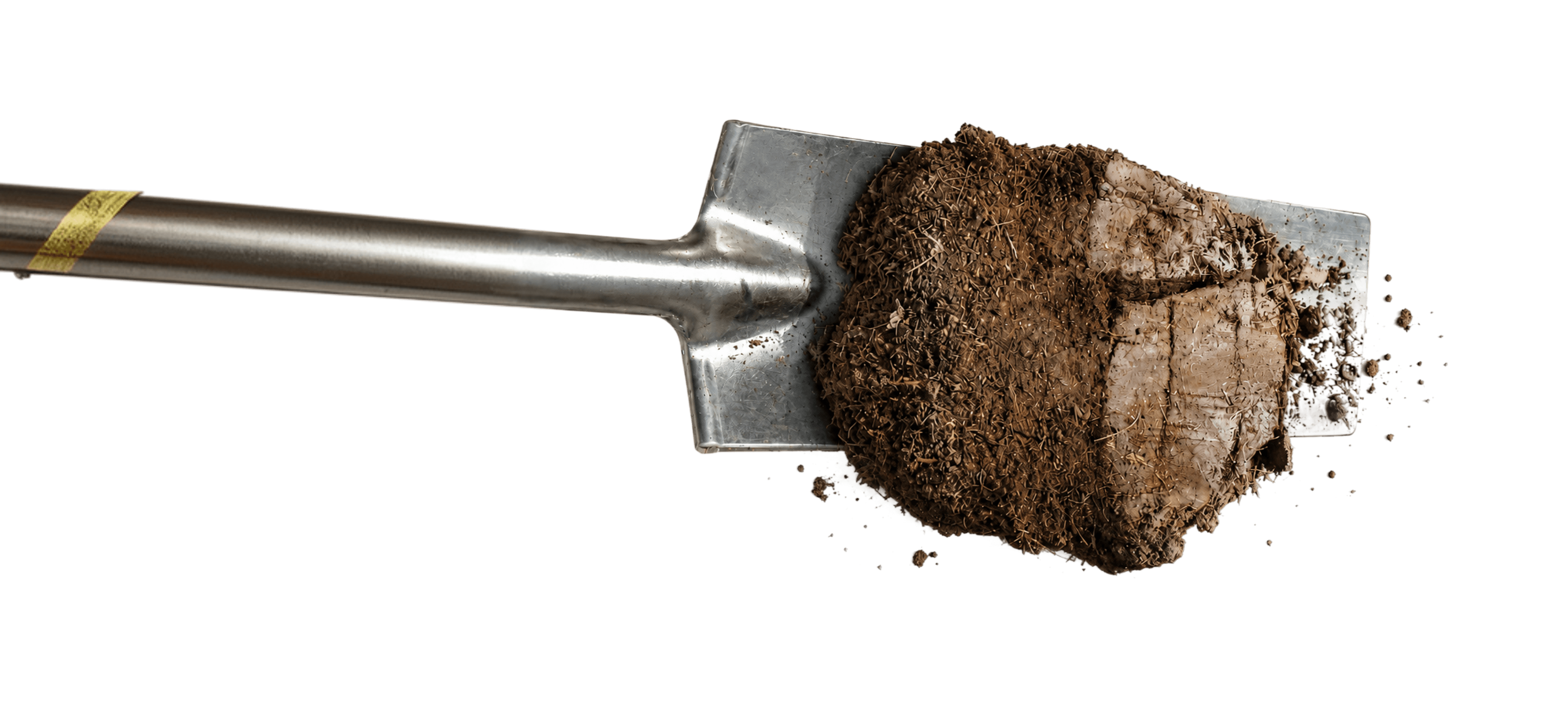 A shovel holding a slice of soil