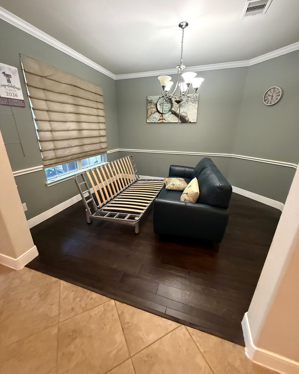 After: Two tone dining room with crisp trim