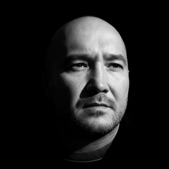 grayscale photo of man