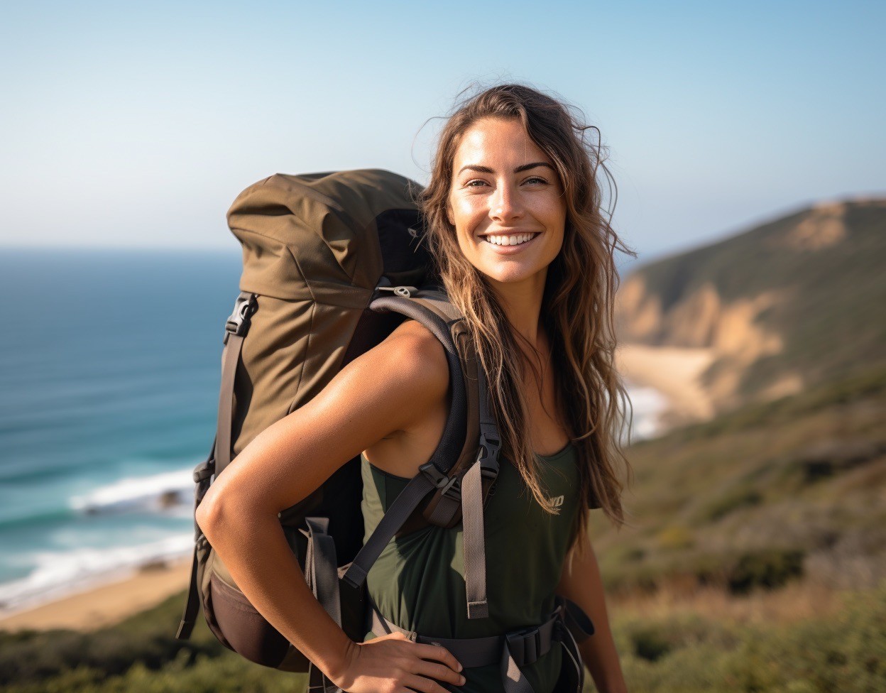 young woman rucking in portugal