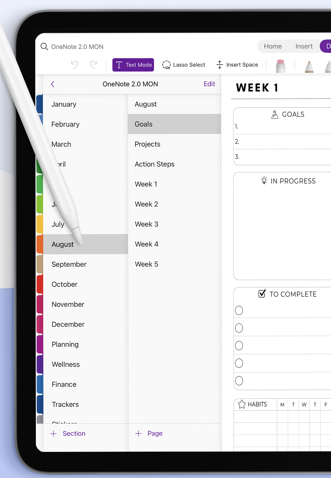 Digital stickers for goonotes on a weekly planner (Background Removed)