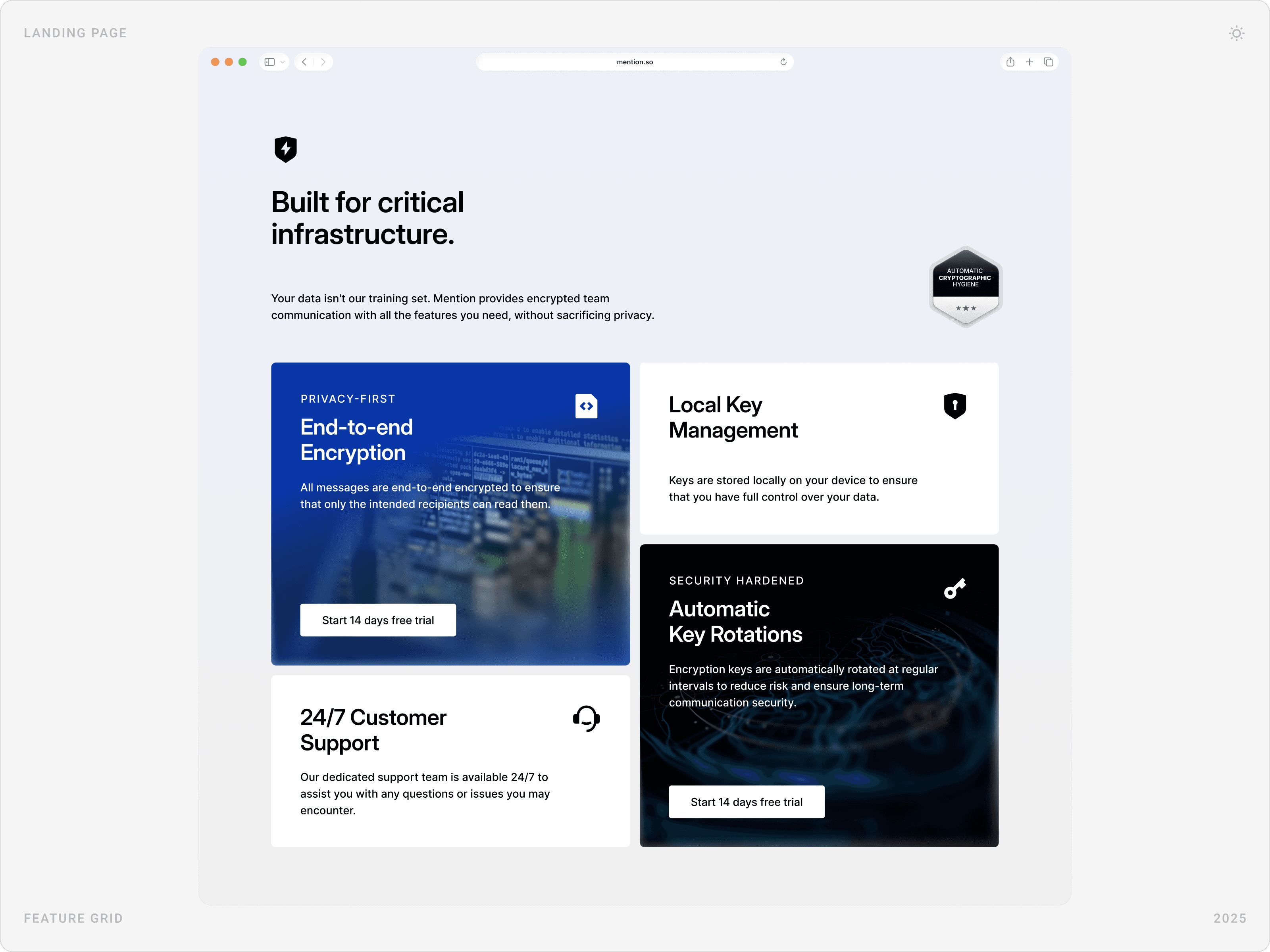 Professional Enterprise Security Feature Grid Design