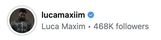Verified lucamaxiim social account with 468K followers