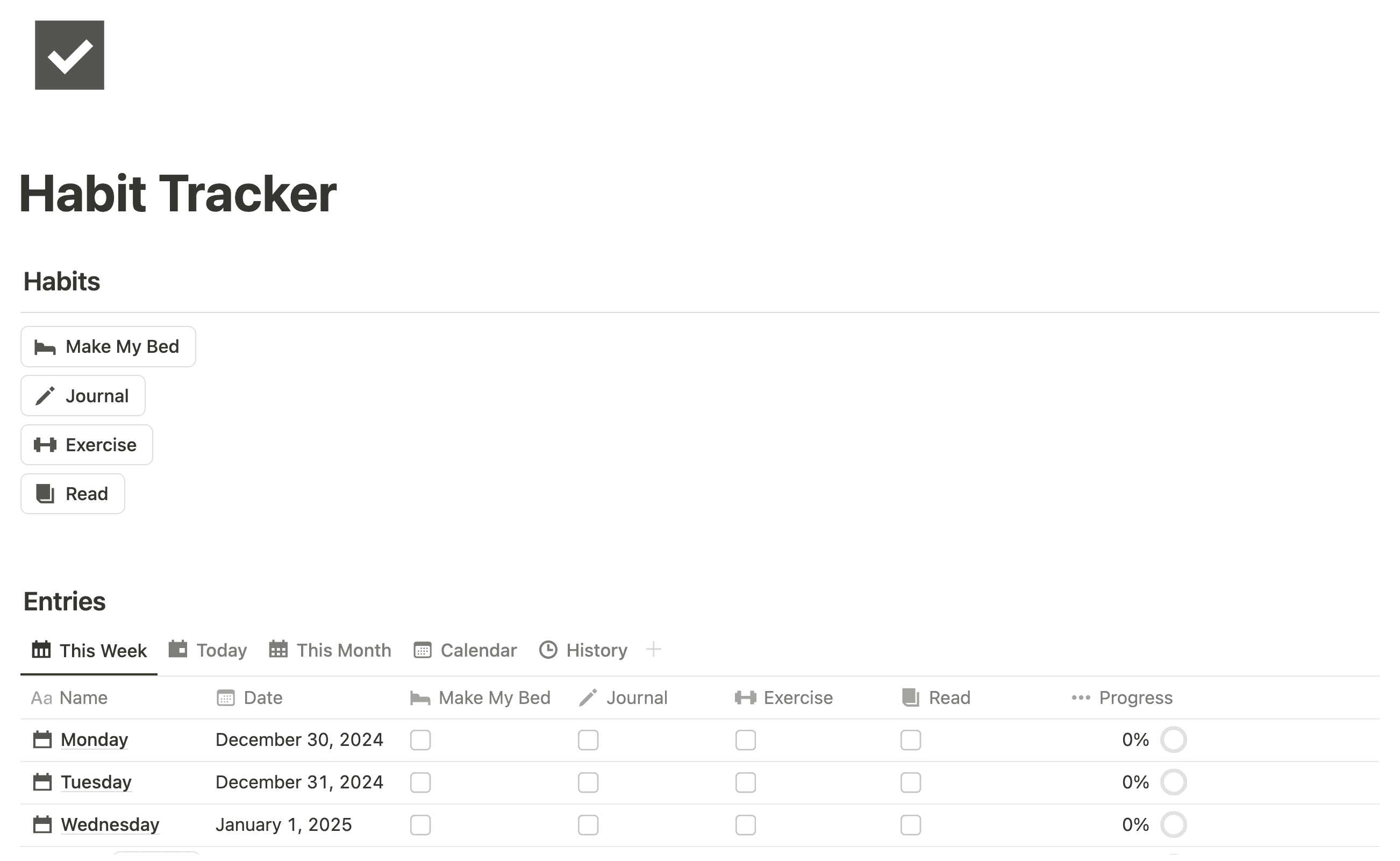 Habit Tracker in Notion