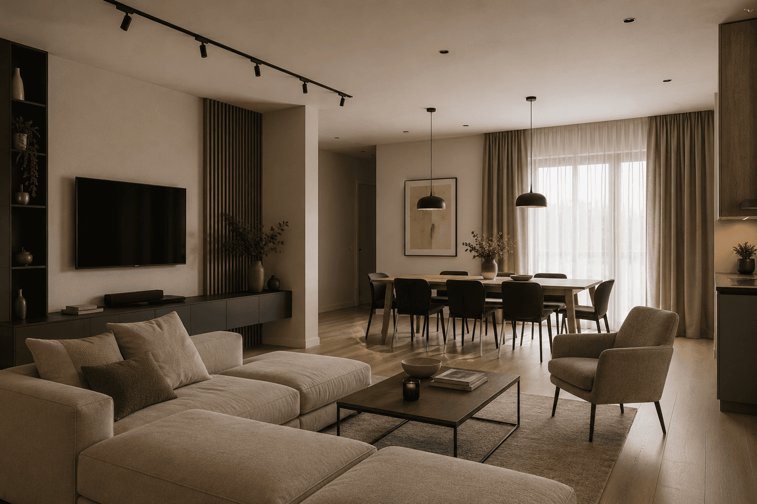 Background image featuring a modern interior design space for the testimonial Card
