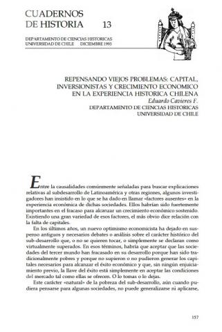 Repensando viejos problemas: capital, inversionistas y crecimiento económico en la experiencia histórica chilena.
