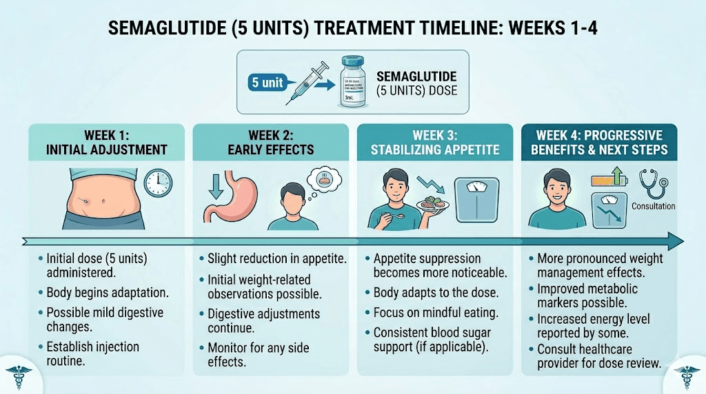 What to expect during first 4 weeks on 5 units of semaglutide starting dose