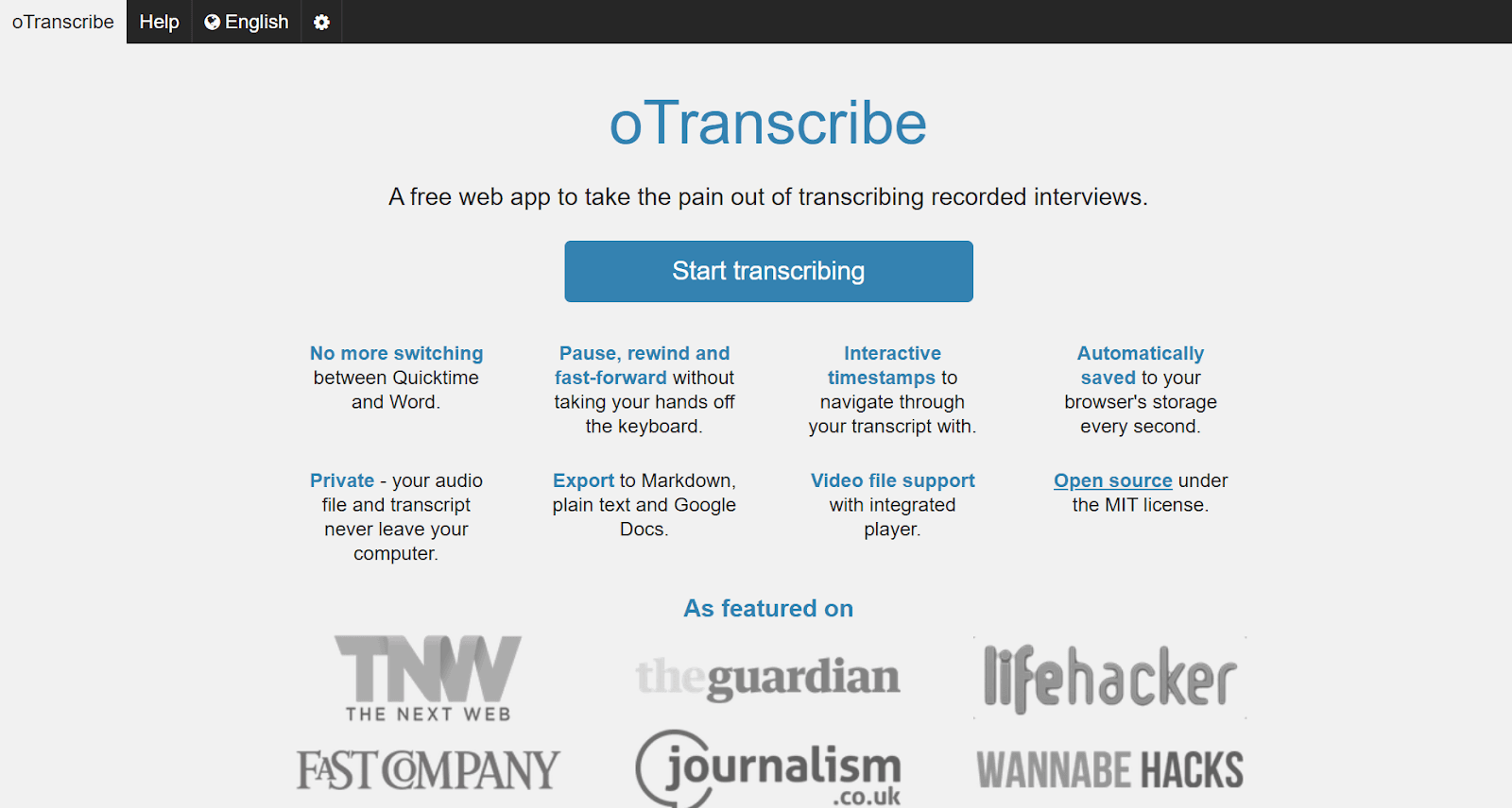 oTranscribe 