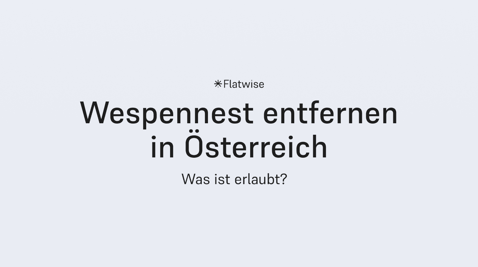 Das Titelbild zeigt den Titel "Wespennest entfernen in Österreich", den Untertitel "Was ist erlaubt?" sowie das Flatwise Logo.