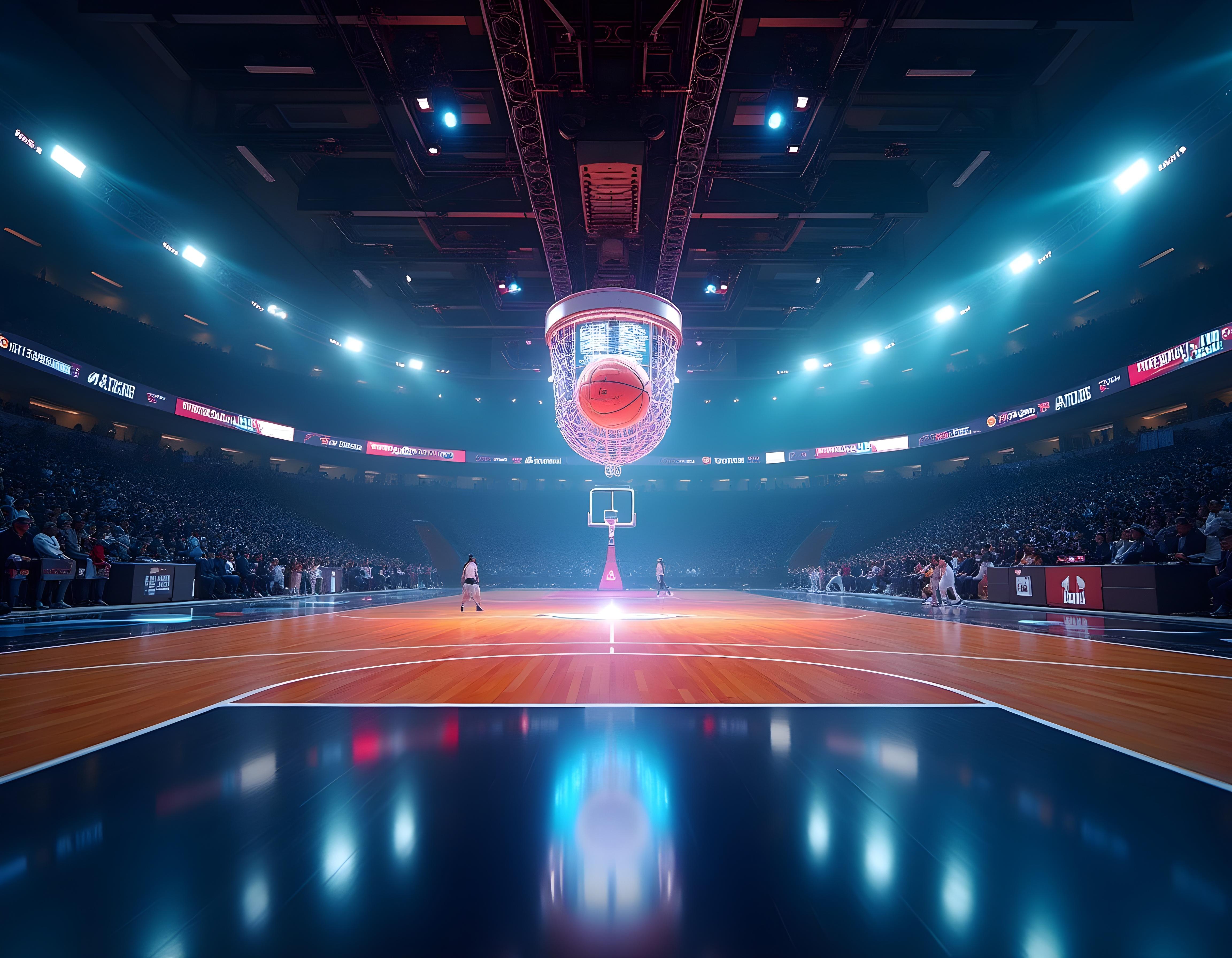 Virtual basketball game with 3D graphics and real-time integration