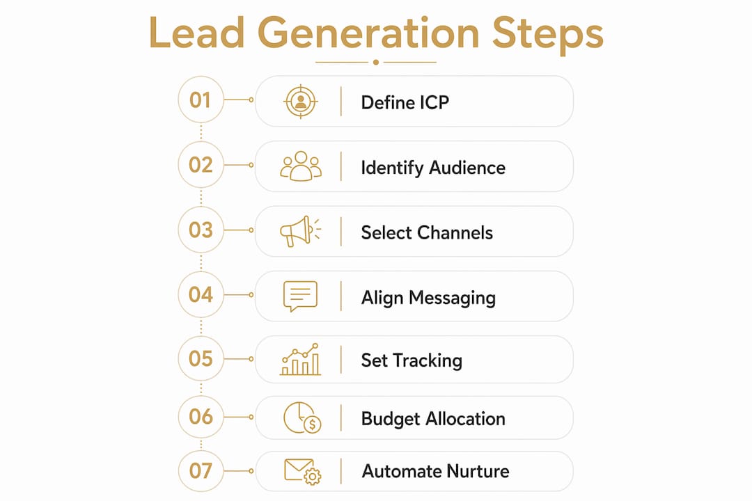 Infographic illustrating multichannel lead generation steps