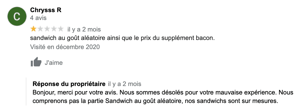 Les avis négatifs