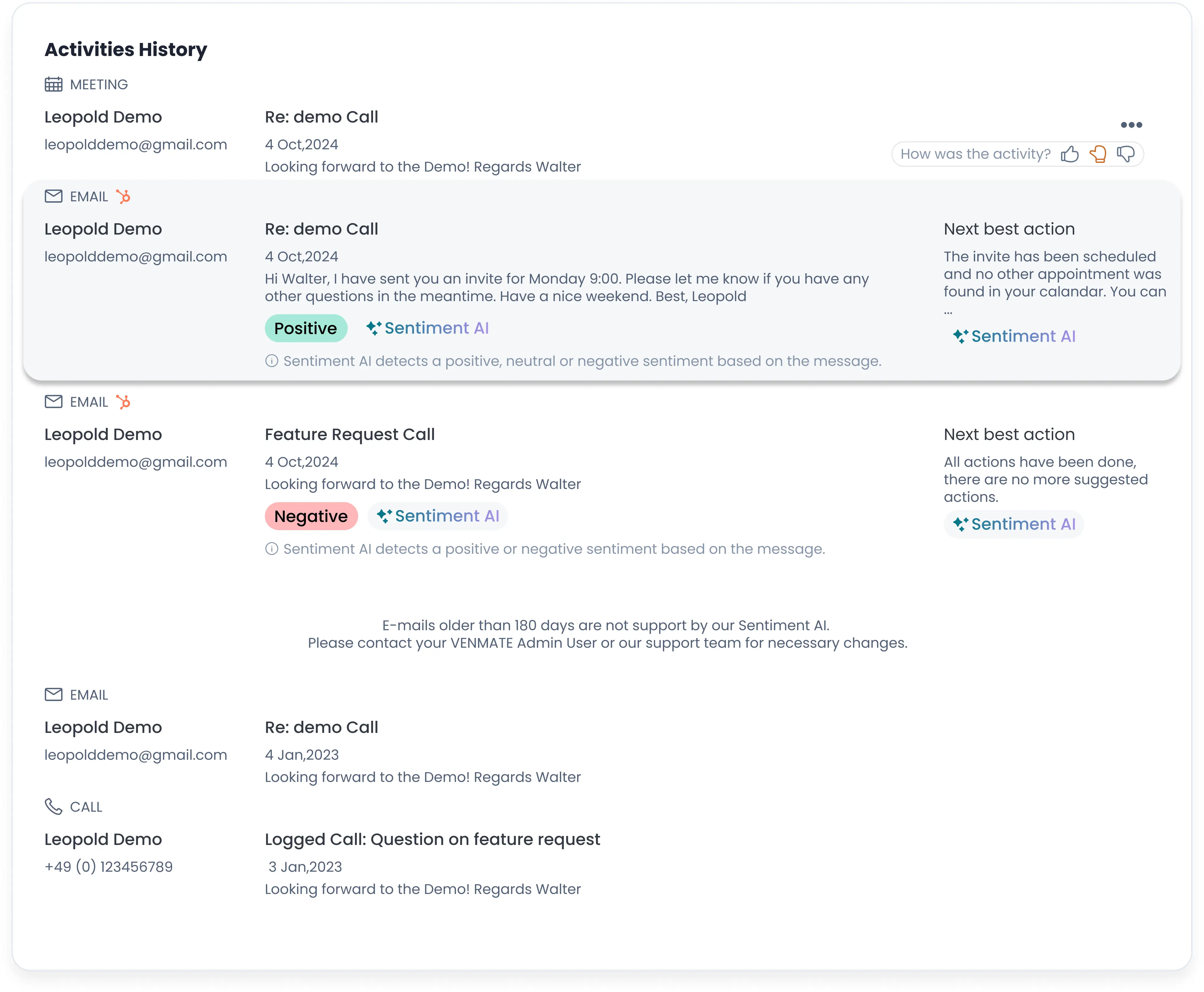 AI Sentiment analytics in customer interactions run in VENMATE