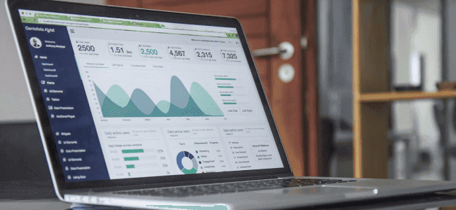 laptop with graphs