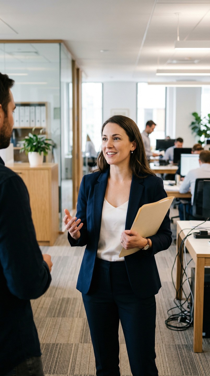 Real estate appraisal professionals meeting in office