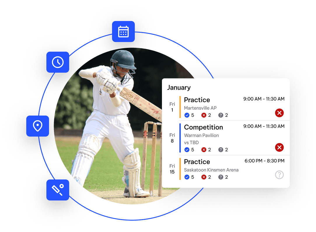 Cricket Club Scheduling Screenshot