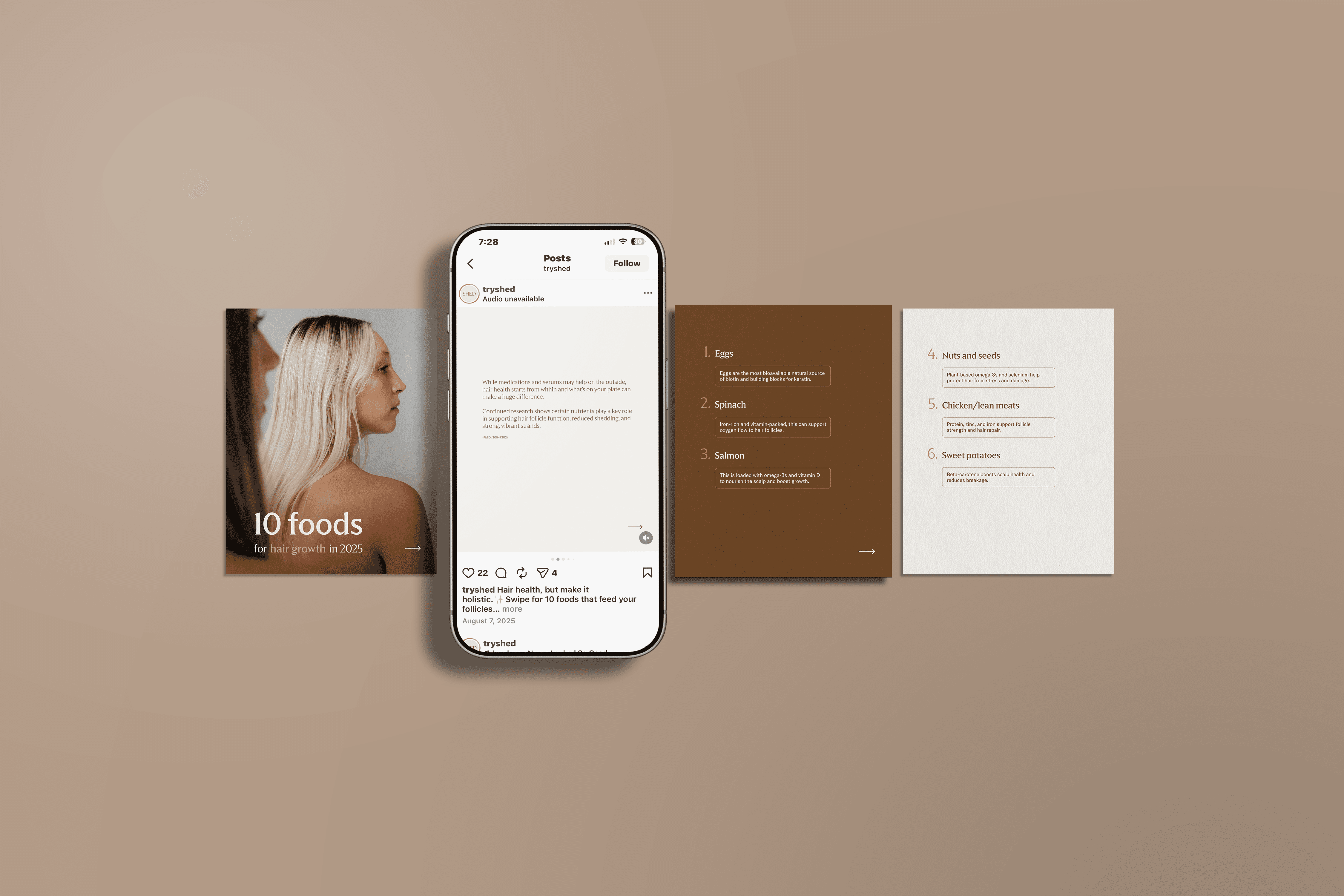 Social media carousel "10 foods for hair growth"