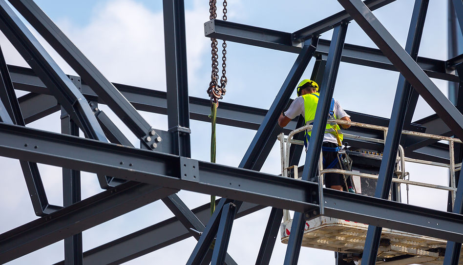 Steel framework being assembled on construction site – Hull structural steelwork