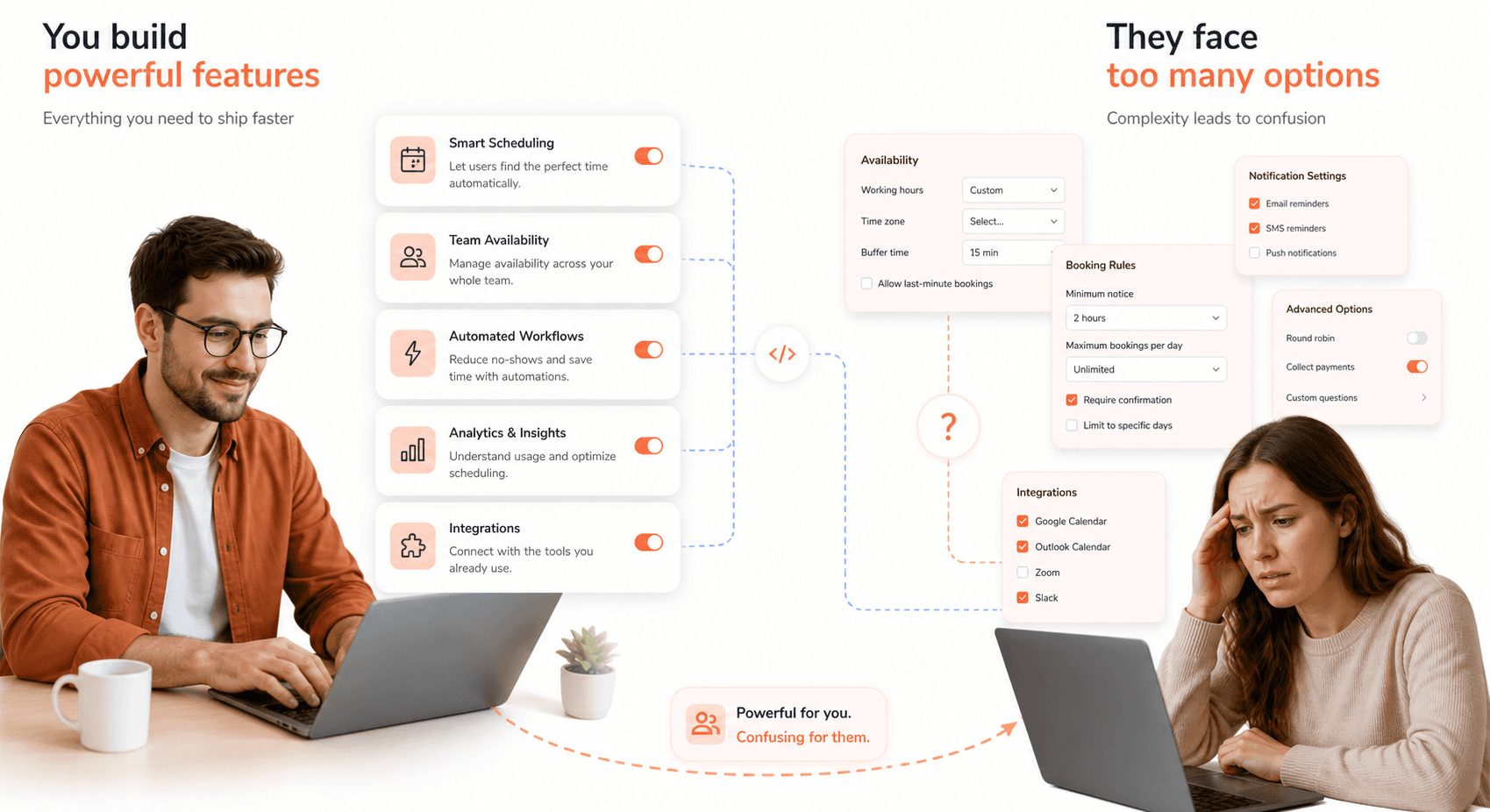 mismatch between developer intention and user experience confusion