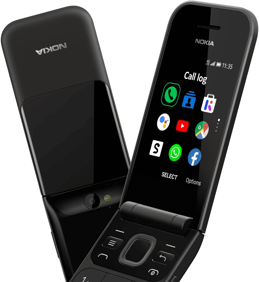 Nokia 2720 Flip Phone with basic apps, offering a simple flip phone experience for digital detox and reduced smartphone use.