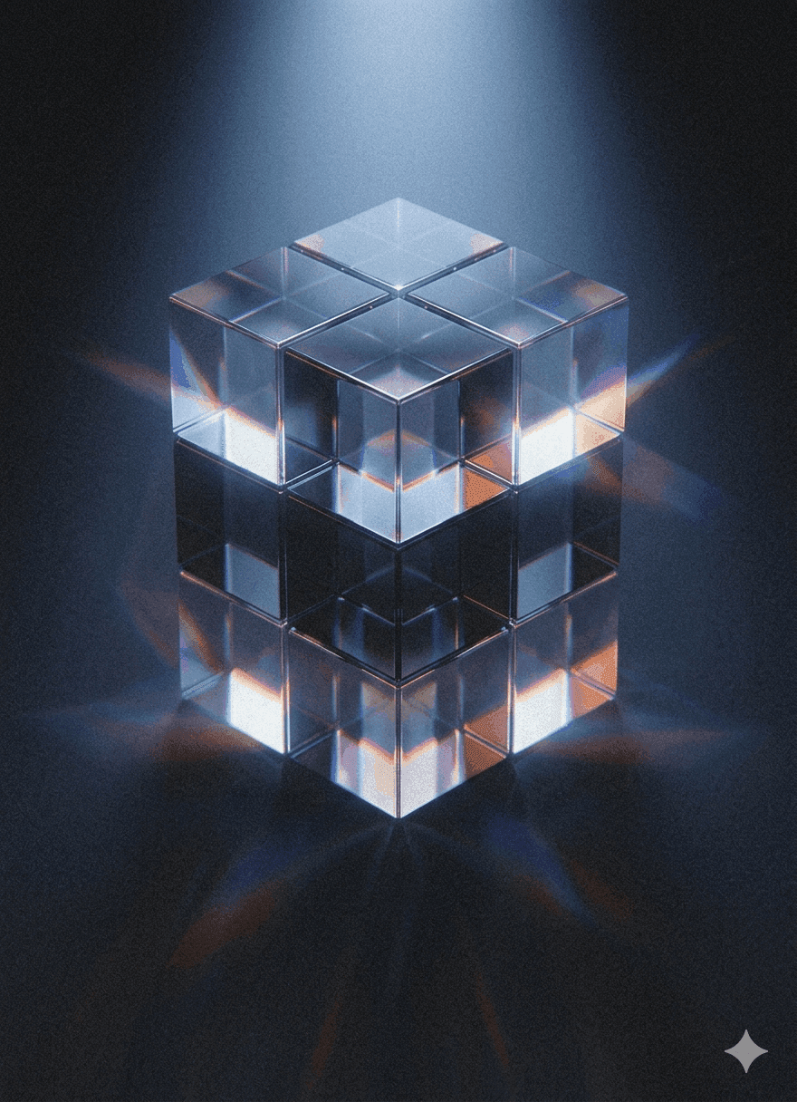 Motion-blurred hands with colorful prism light streaks.