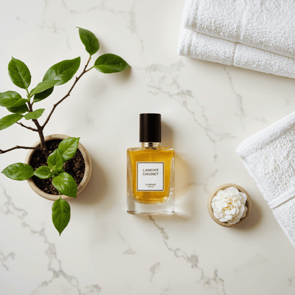 product photography of bottle of perfume