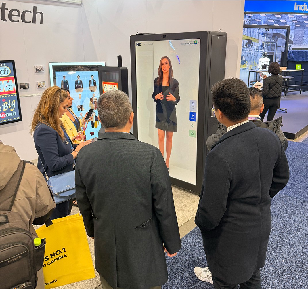 CES hologram 2026 showcasing conference hologram technology advancements with a HumanBeam AI digital human