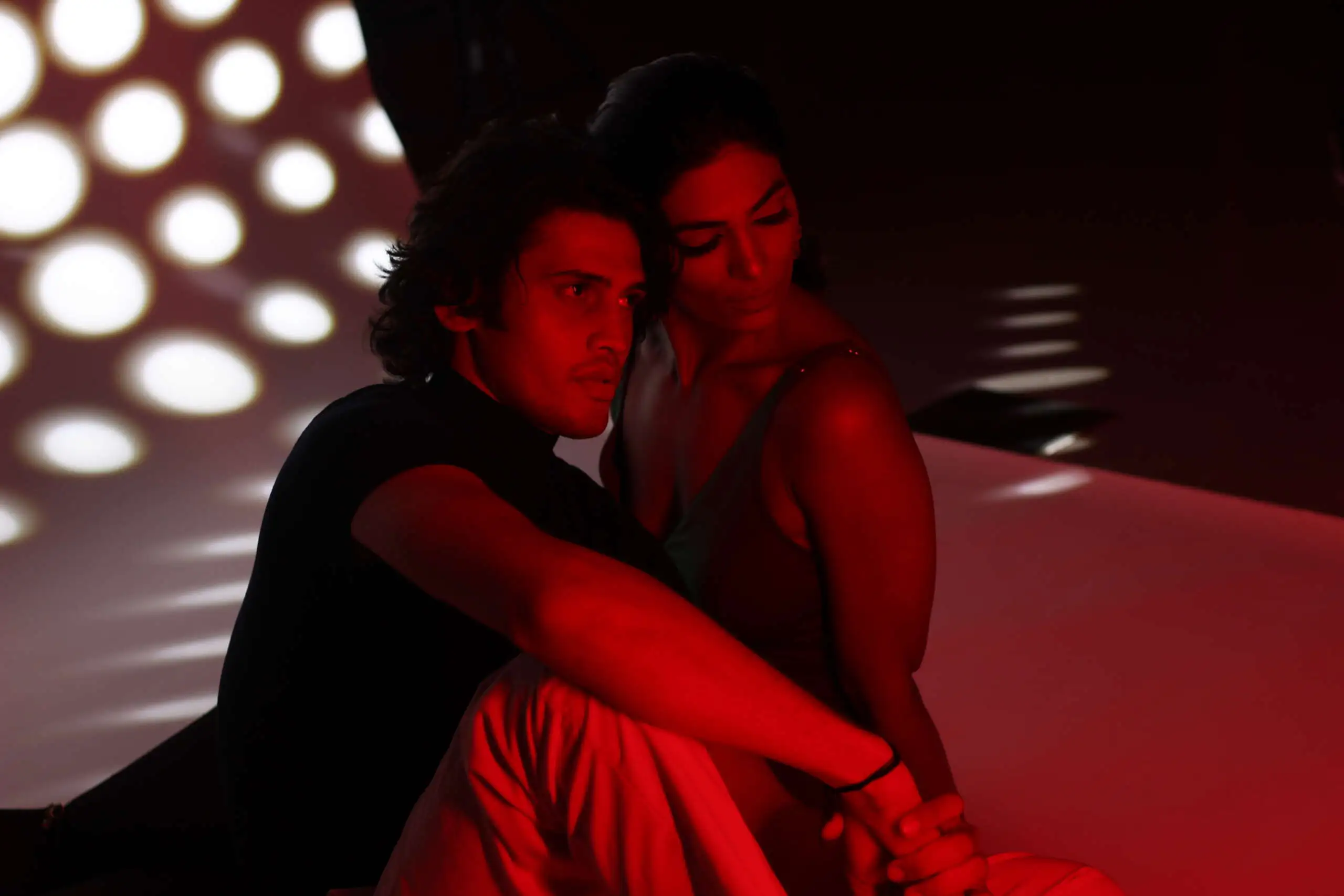 Two models posing for a fashion shoot