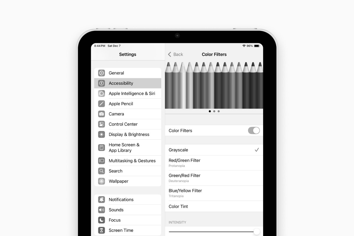 Greyscale filter in iPad settings