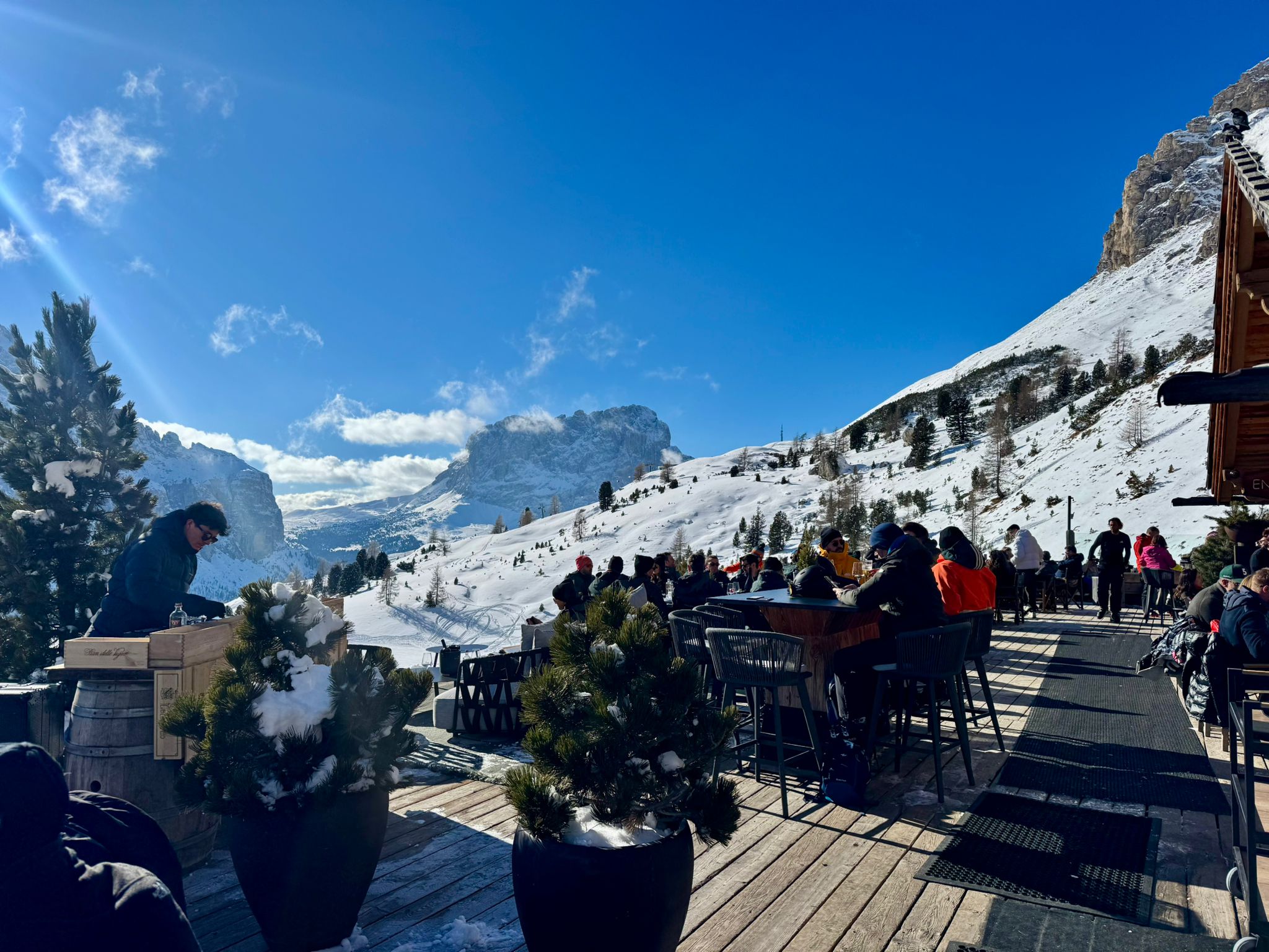 Snow-covered chalet venue for IQUW corporate ski event