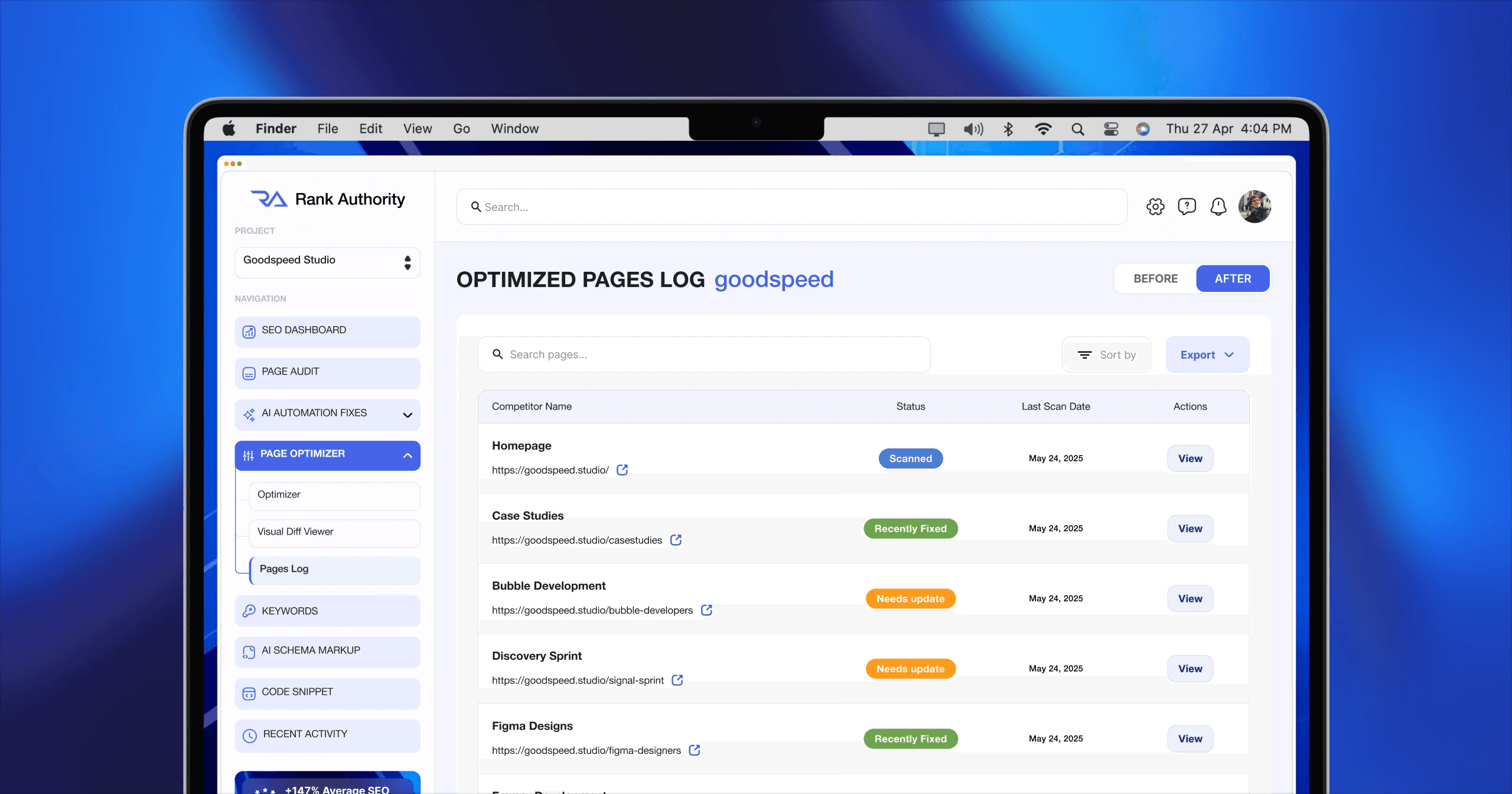 Rank Authority Dashboard