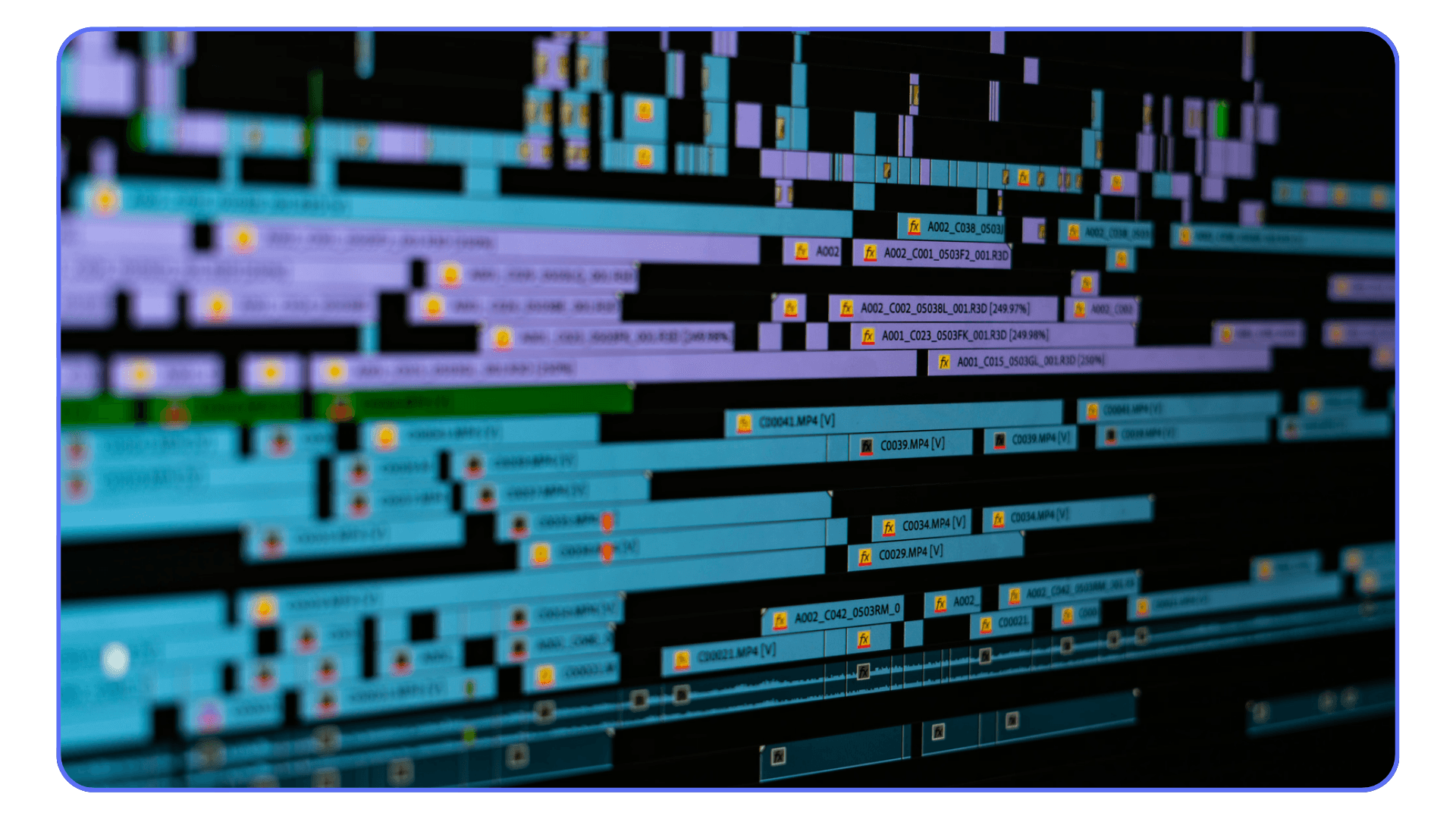 DaVinci Resolve timeline running on a high-performance desktop workstation