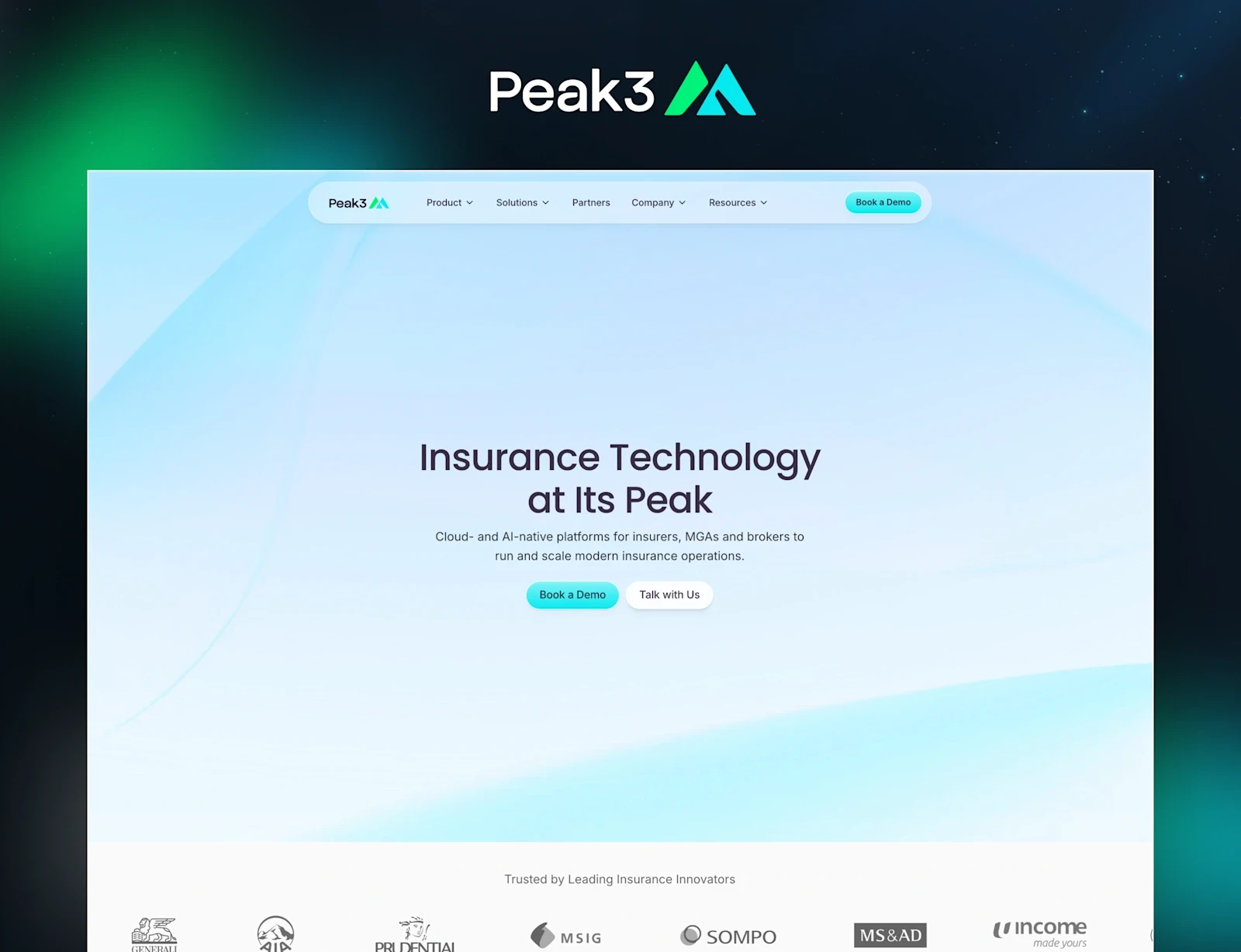 Peak3 — brand identity overview, insurtech website case study