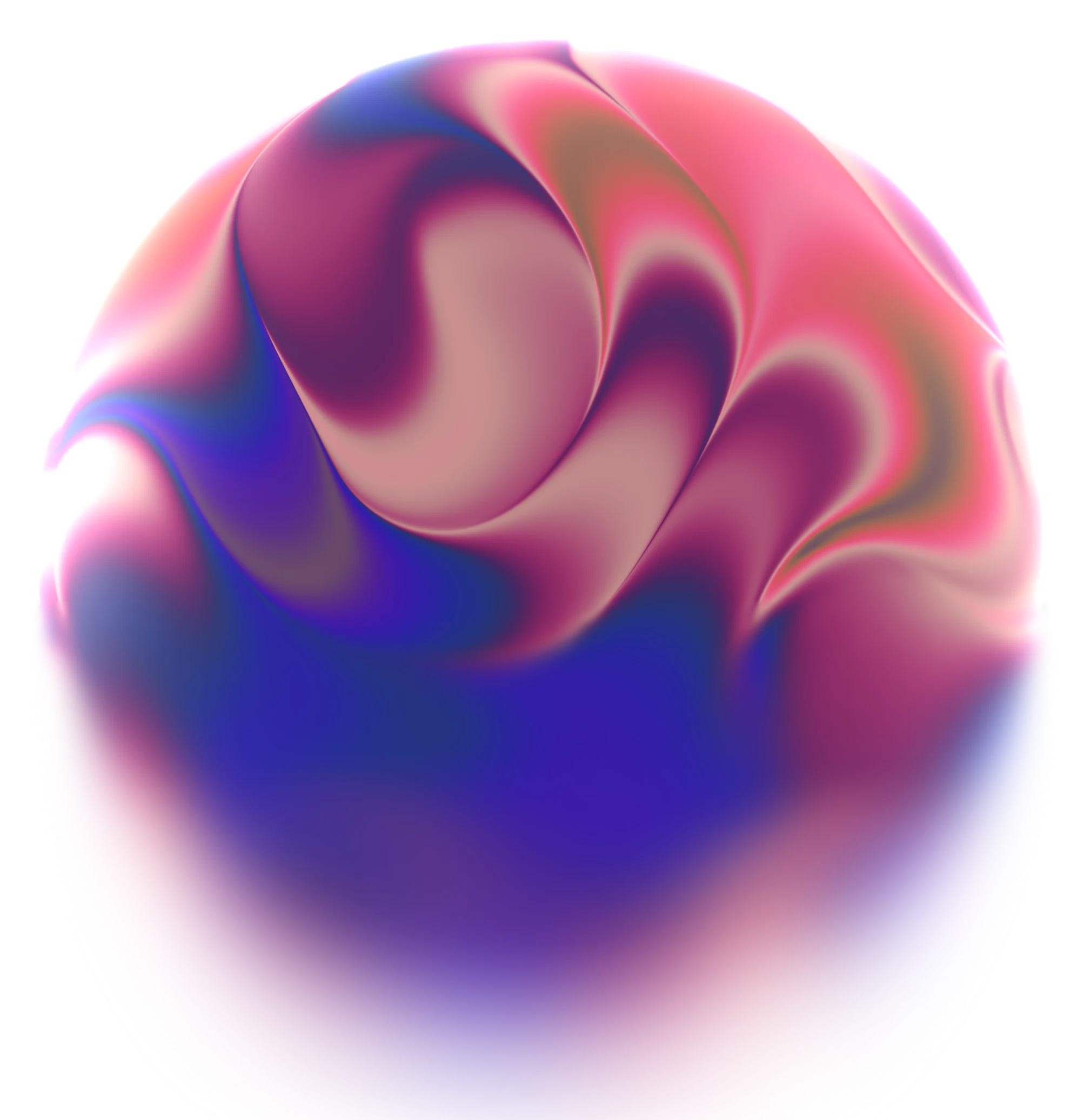 Abstract 3D orb with pink and purple gradients beneath