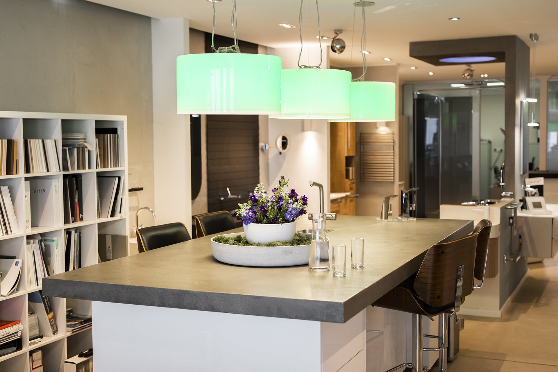 dining table set placed beside glass window