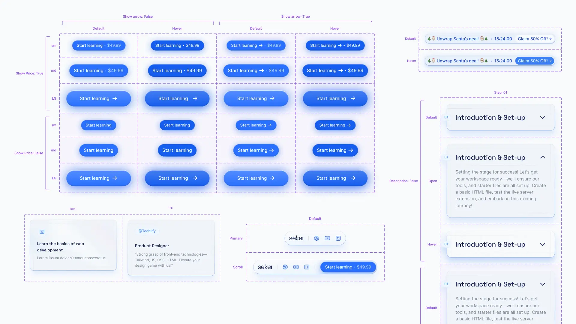 Image of components created for the site