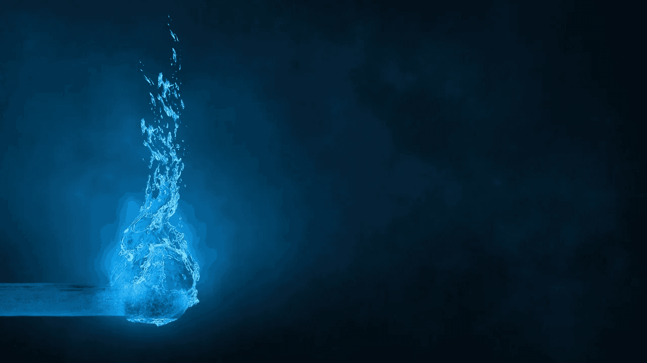 Burning match with water splash over abstract background.