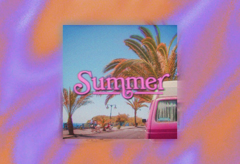 igital baby shower invitation with a dreamy pink and purple gradient background and a vintage-style “Baby Shower” card with a bow in the center.