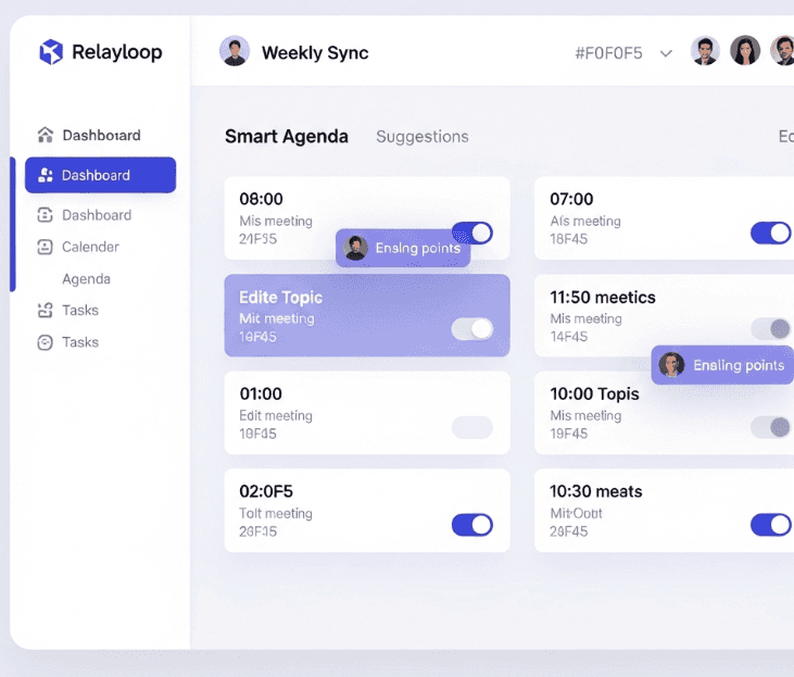 Screenshot of Relayloop "Smart Agenda" dashboard