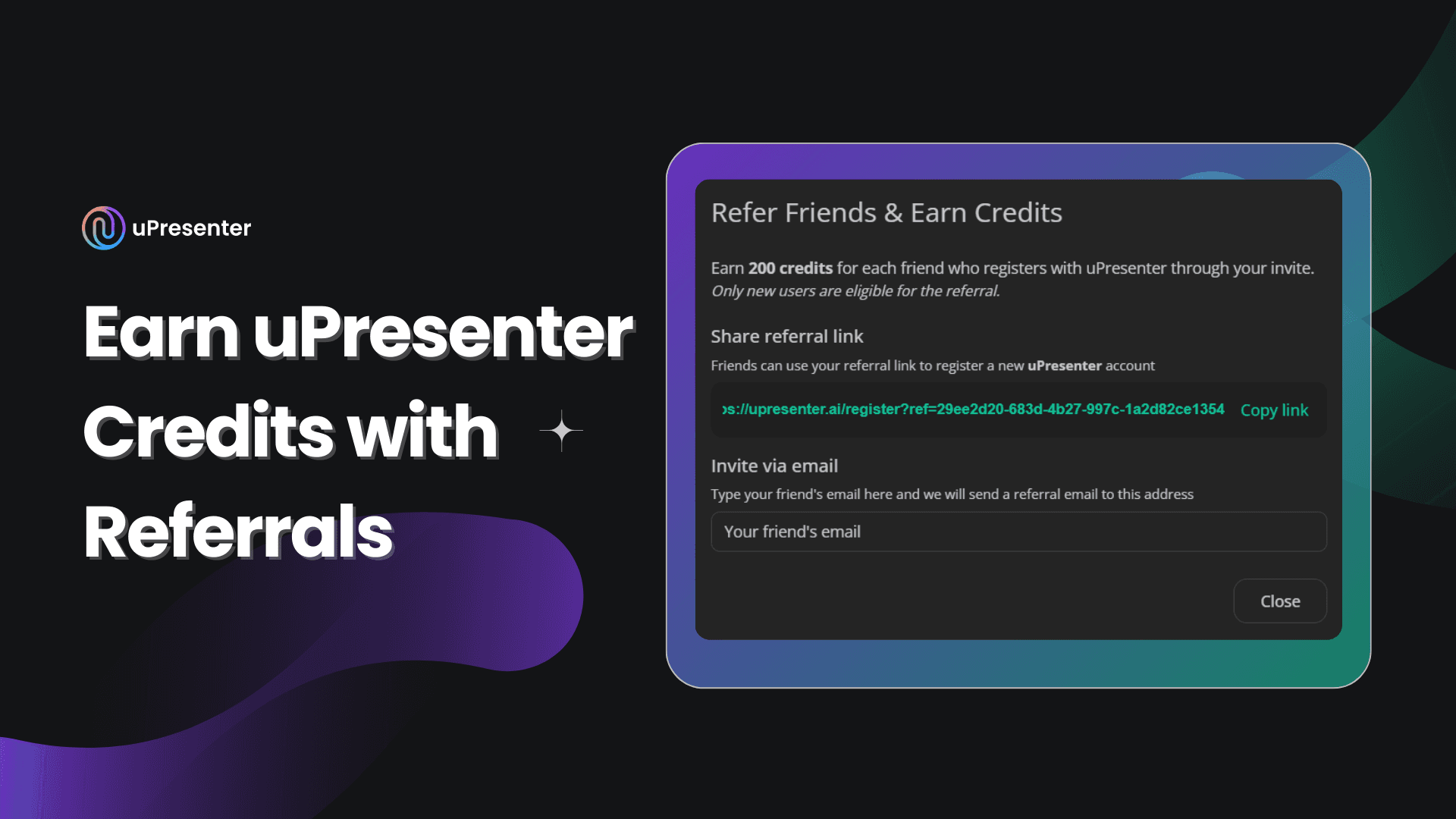 Earn uPresenter credits with referrals