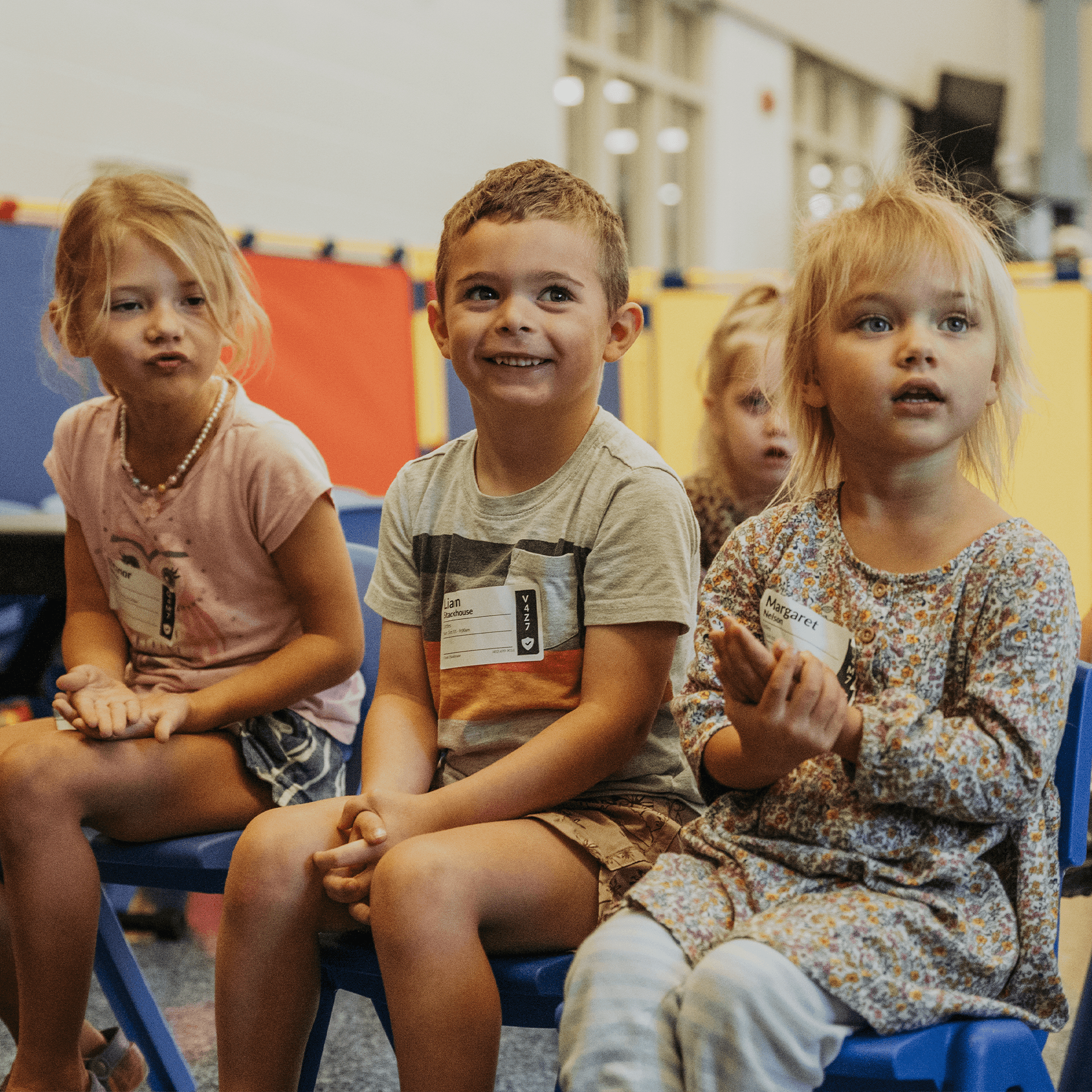 Kids excited to be in class with their friends.