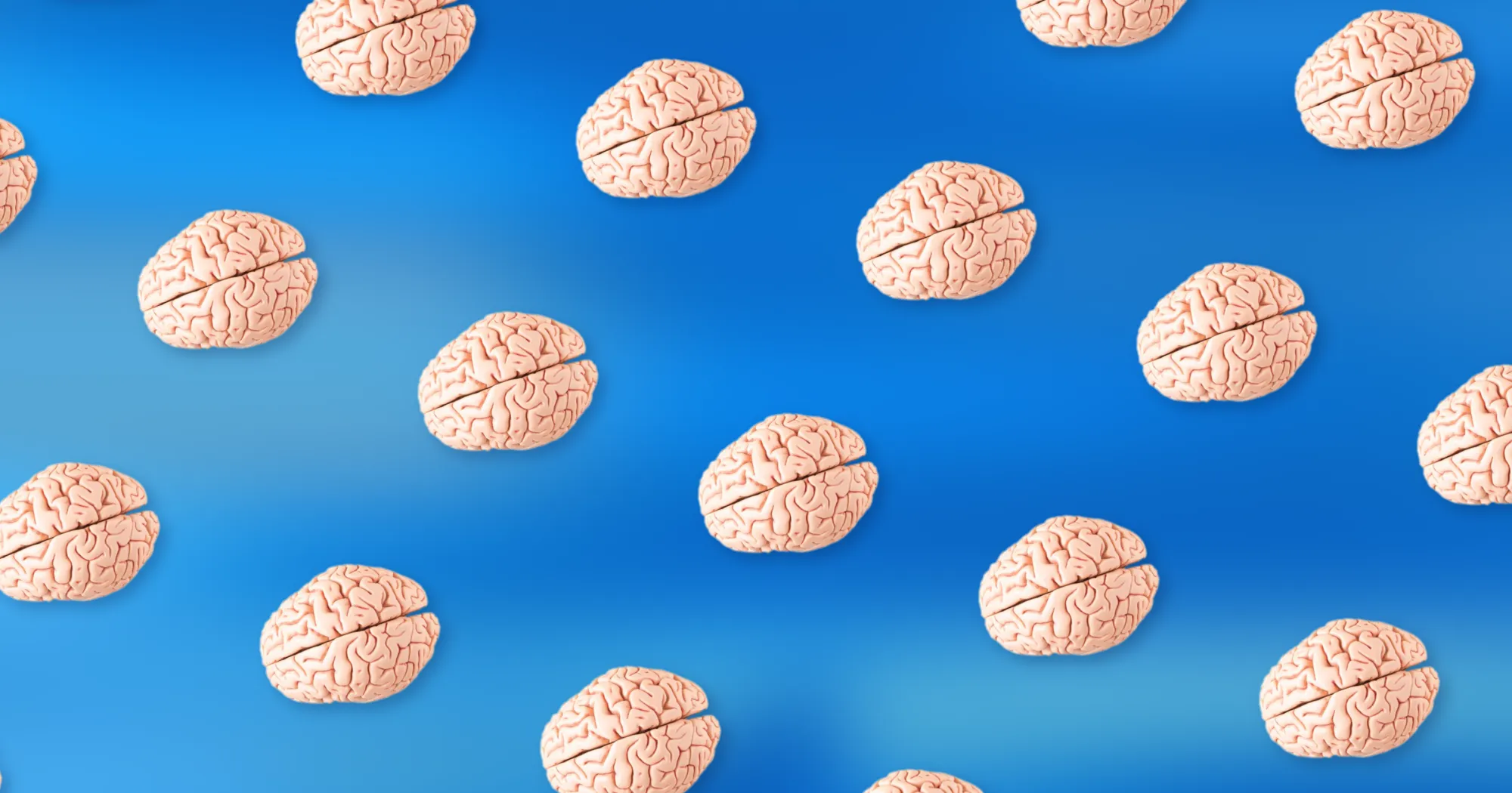 Pattern of model brains on a blue background