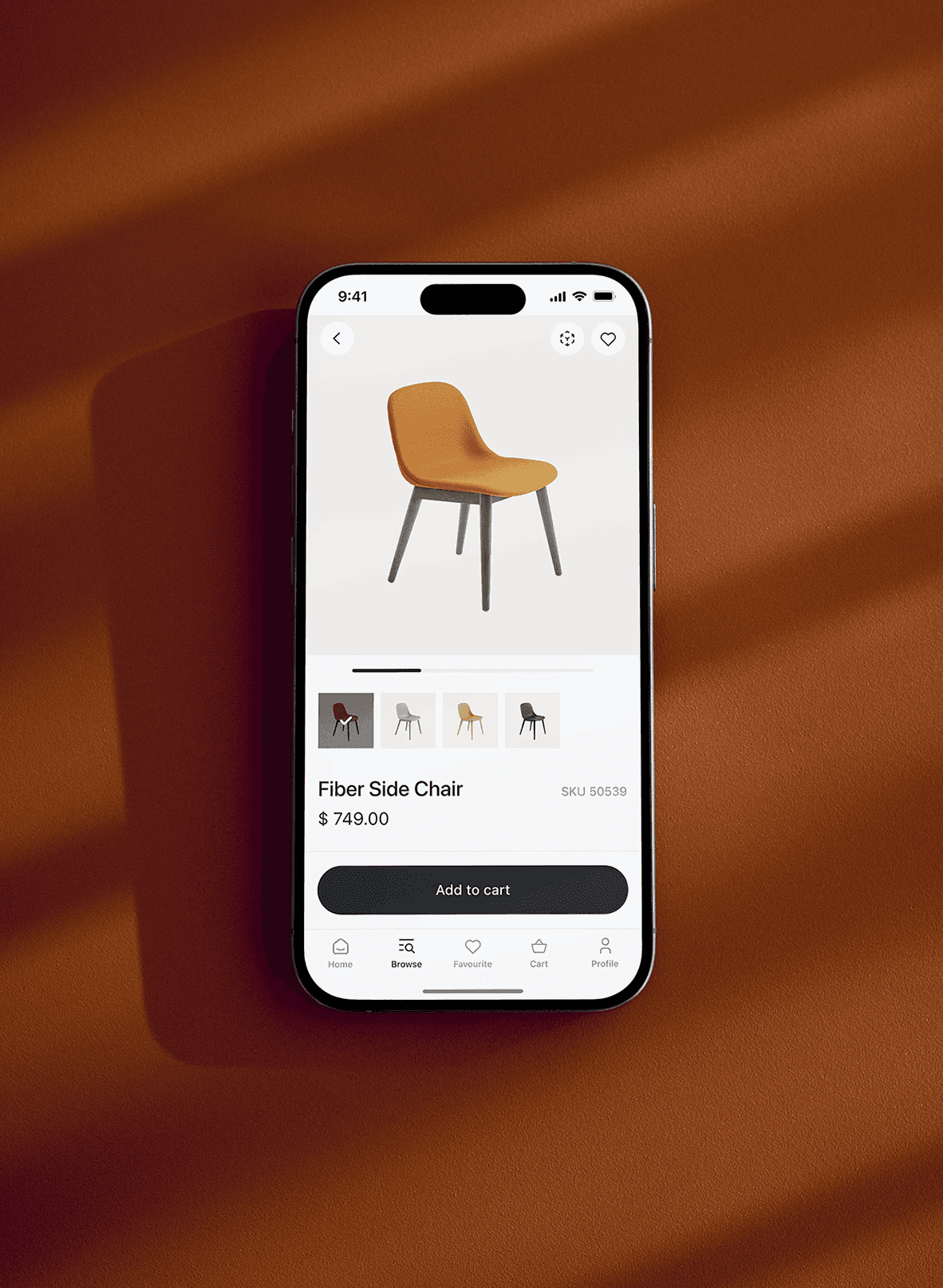 Mockup of a phone showing mobile app