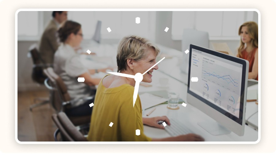 Woman analyzing data on screen