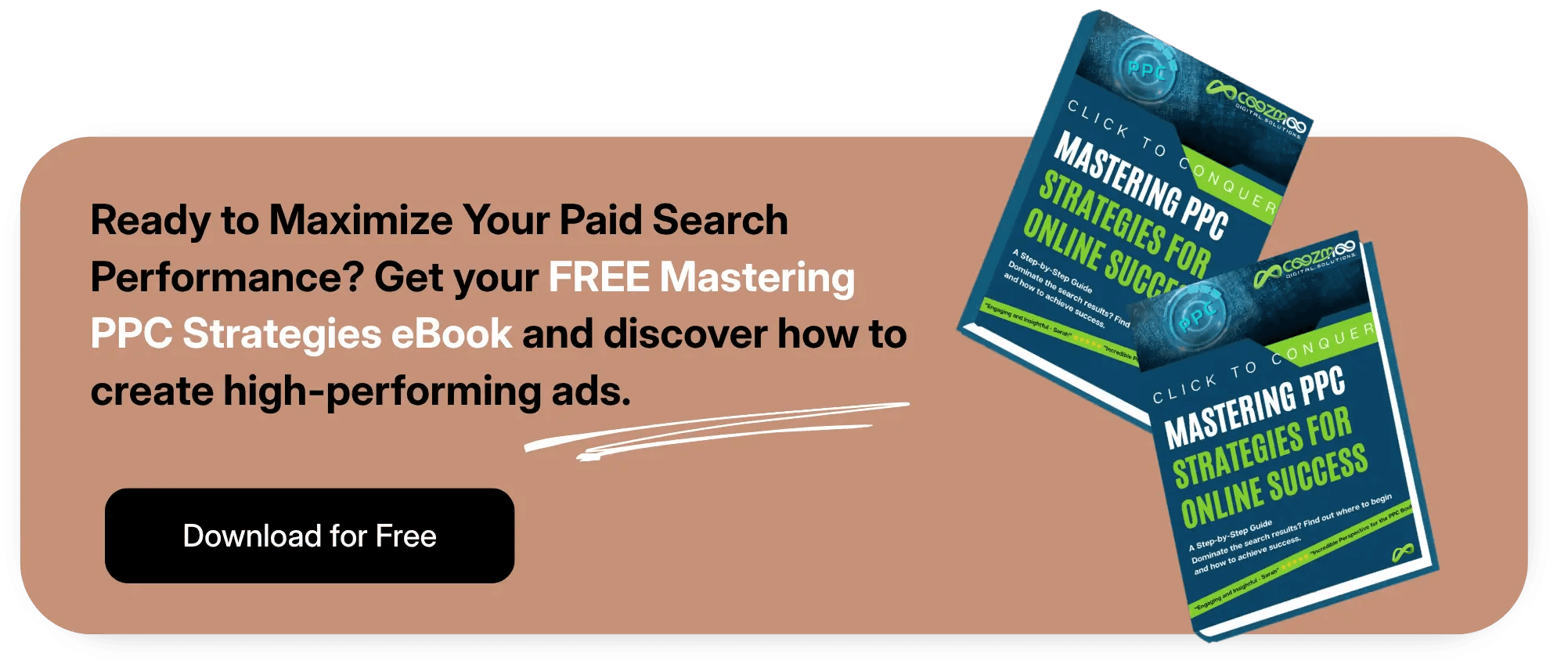 Call-to-action for free Mastering PPC Strategies eBook. 