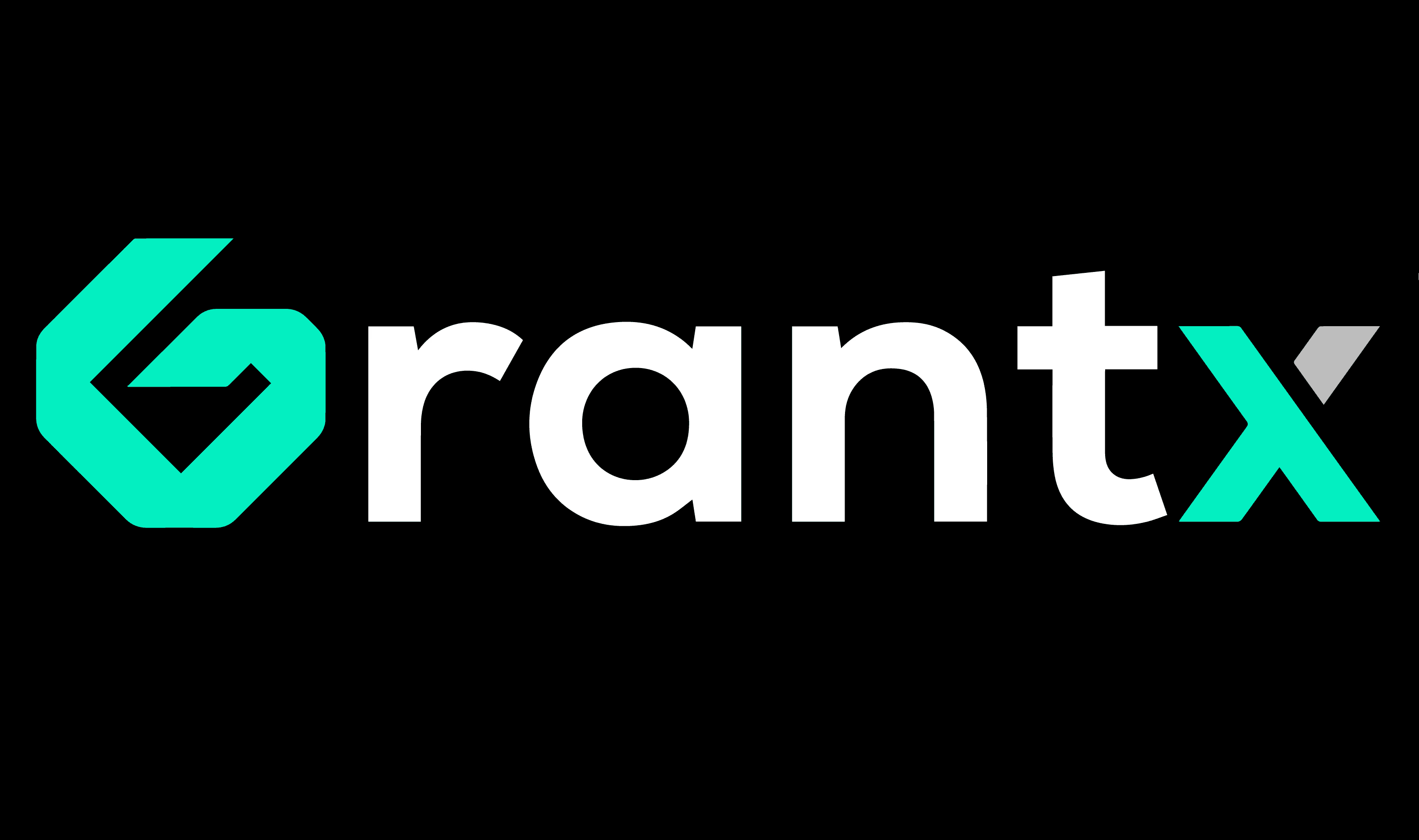 The Grantx logo on a back background.
